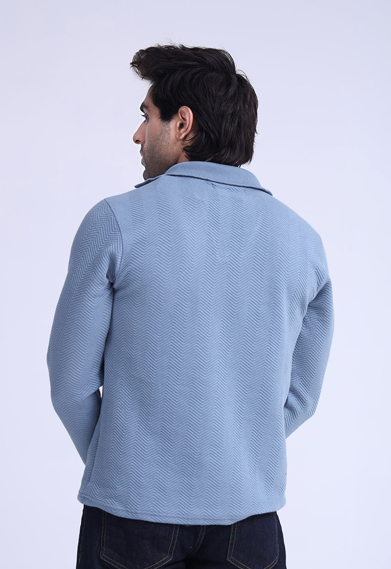 Quilted Ice Blue Classic Polo