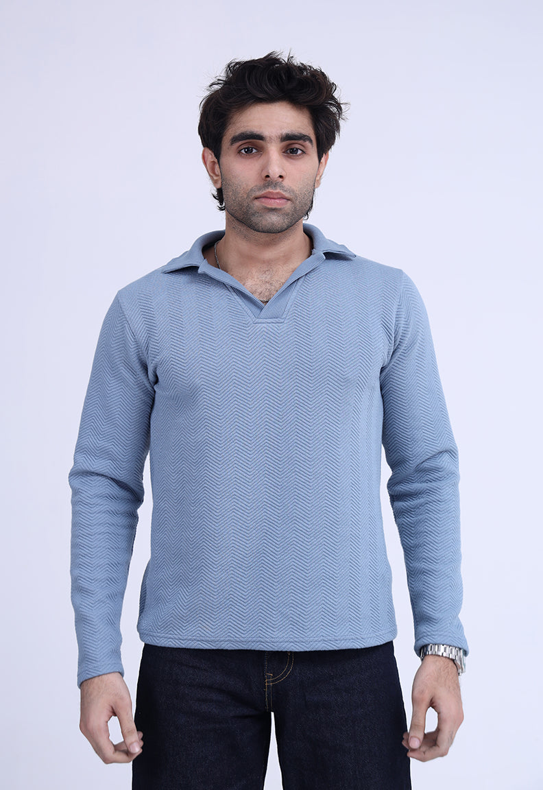 Quilted Ice Blue Classic Polo