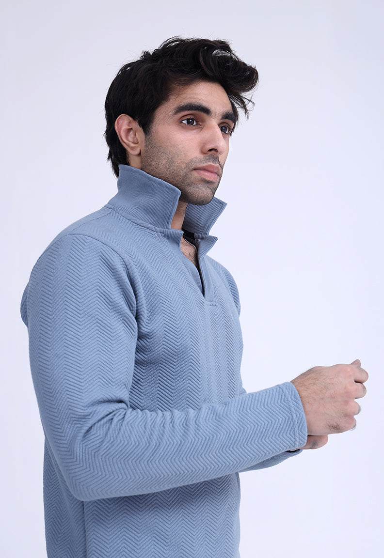 Quilted Ice Blue Classic Polo