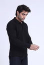 Waffle Knit Polo Black