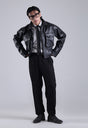 Classic Cropped Leather Jacket - Black