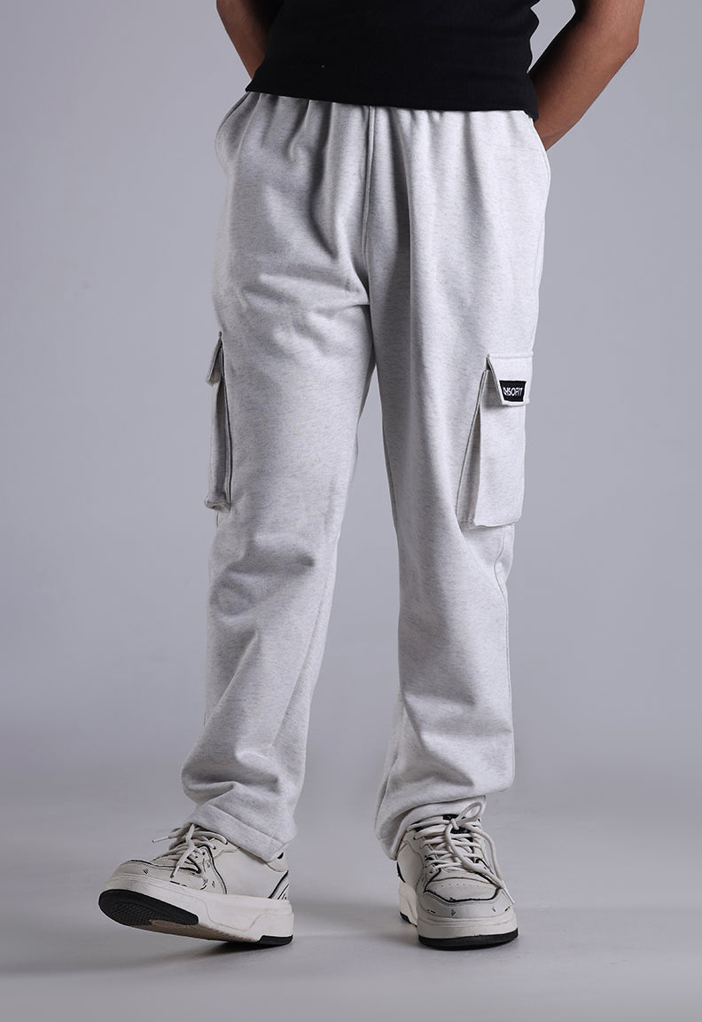Cream White Cargo Trousers – Relaxed Fit