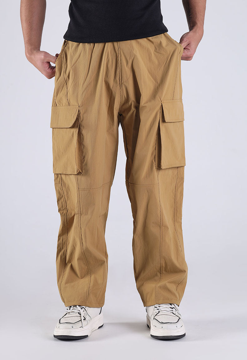 Baggy Street Cargo Trousers – Beige