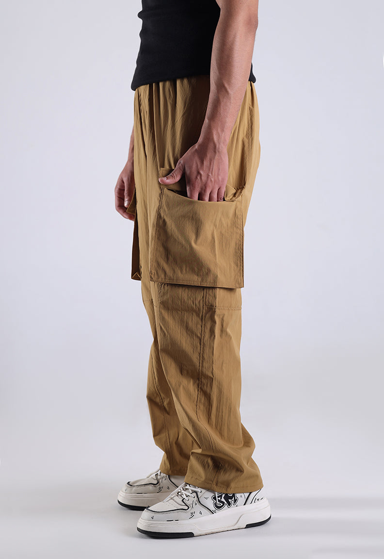 Baggy Street Cargo Trousers – Beige