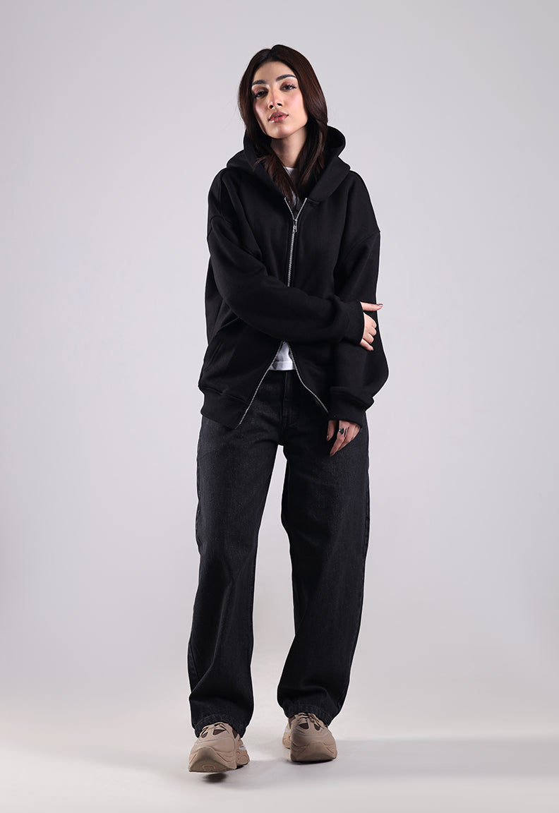 Essential Zip Hood (Black)