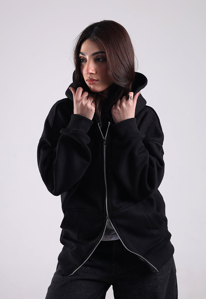 Essential Zip Hood (Black)