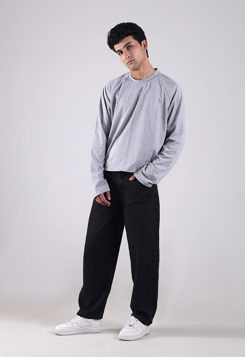 Long Sleeve Cropped Tee – Grey