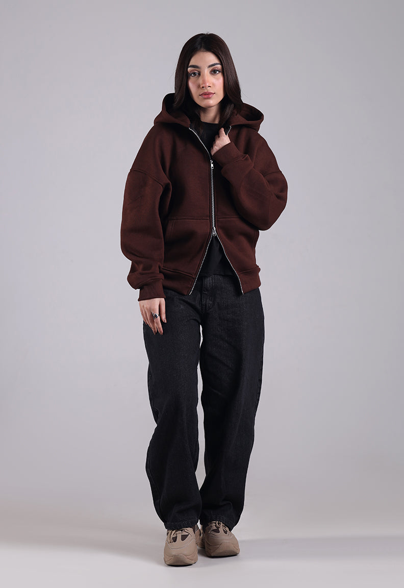 Essential Zip Hood (Brown)