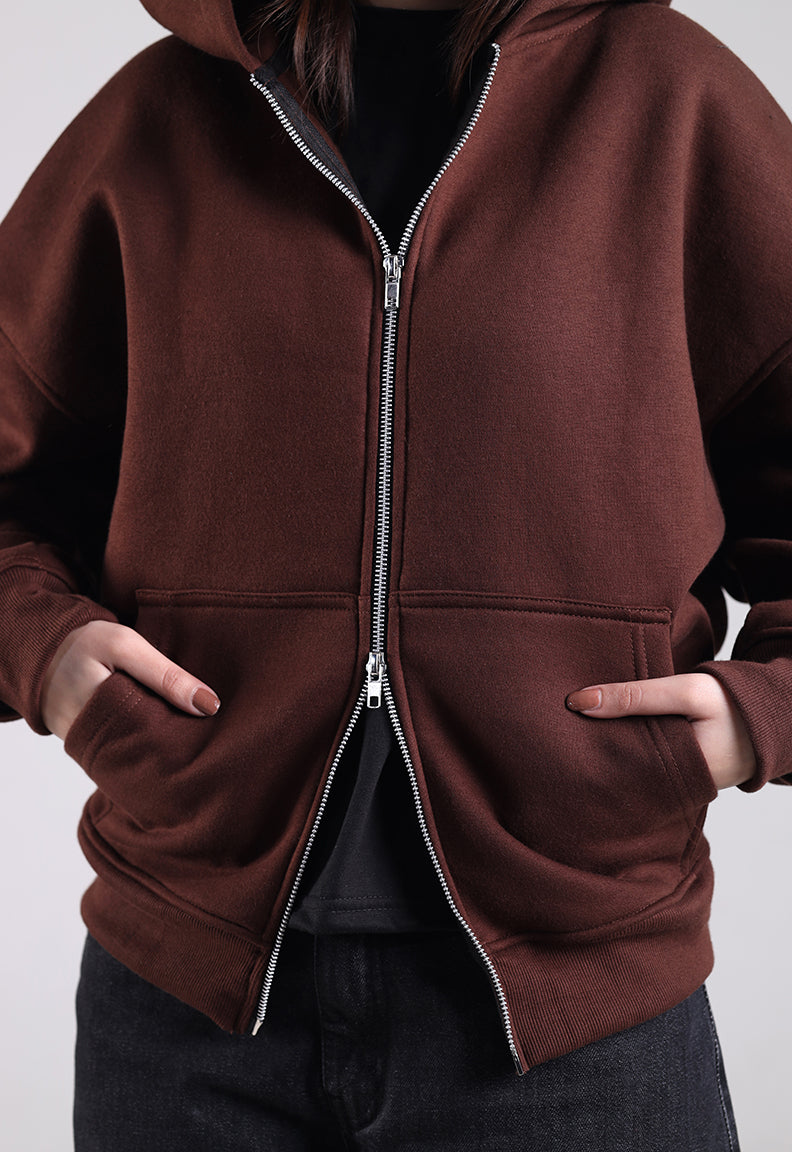 Essential Zip Hood (Brown)