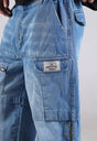 Classic Blue Washed Baggy Jeans pockets + Zip