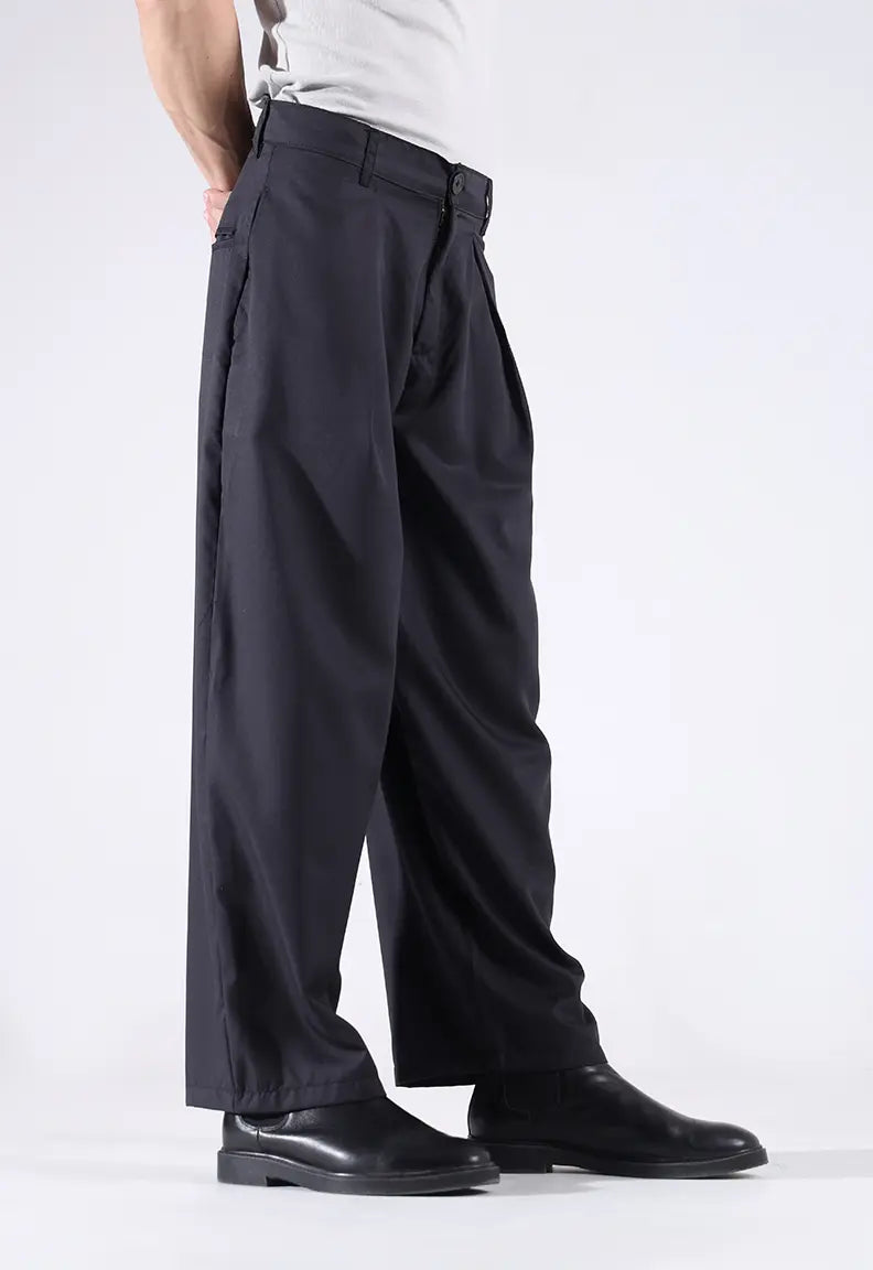 Baggy Pleated Pants - Black
