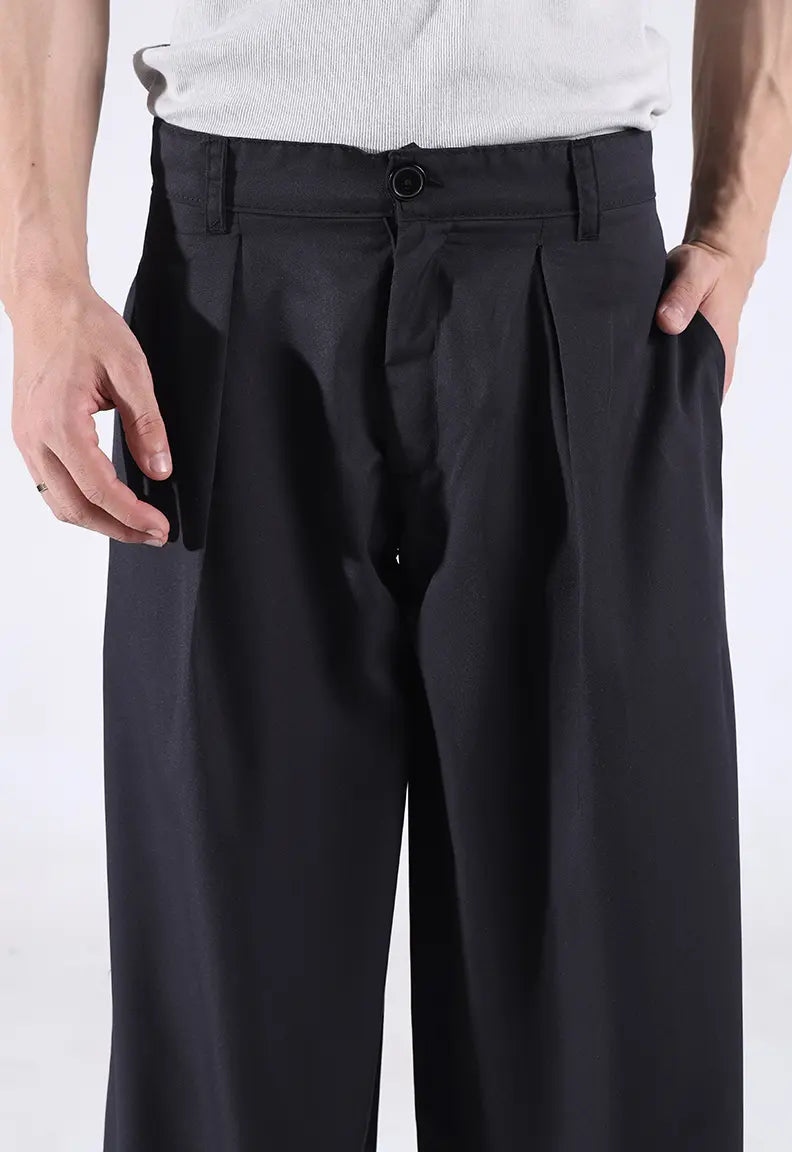 Baggy Pleated Pants - Black