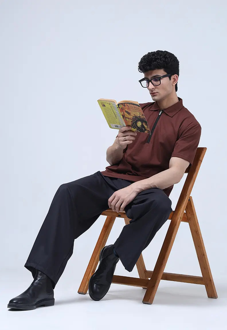 Zip Polo - Brown
