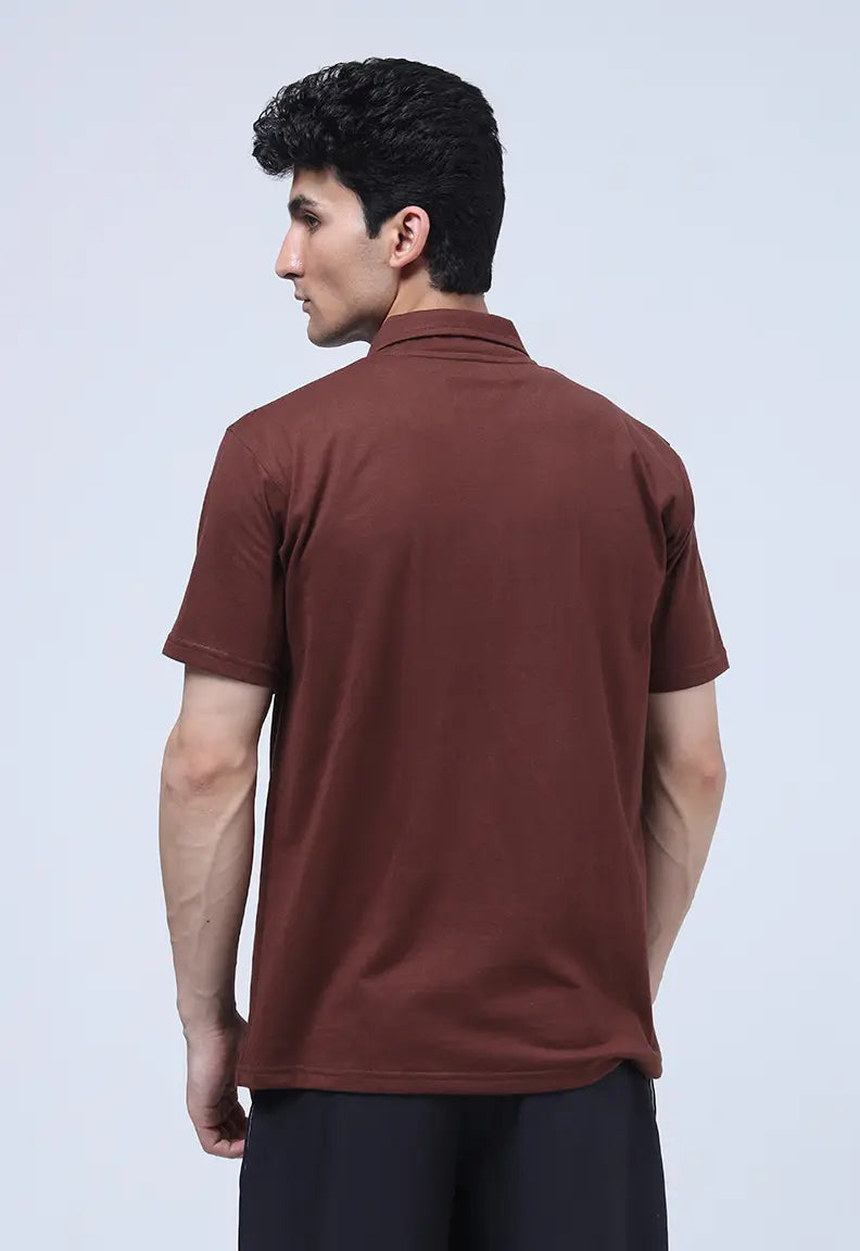 Zip Polo - Brown