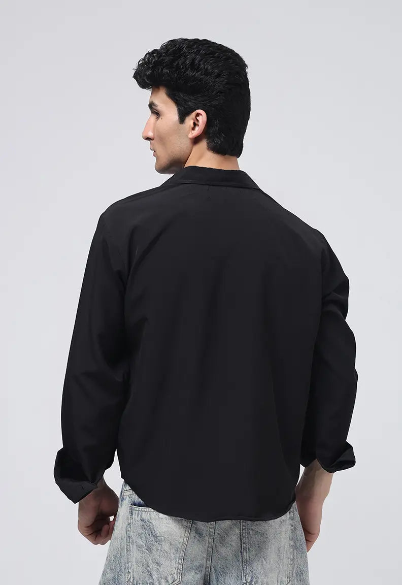 Cropped Check Shirt - Black
