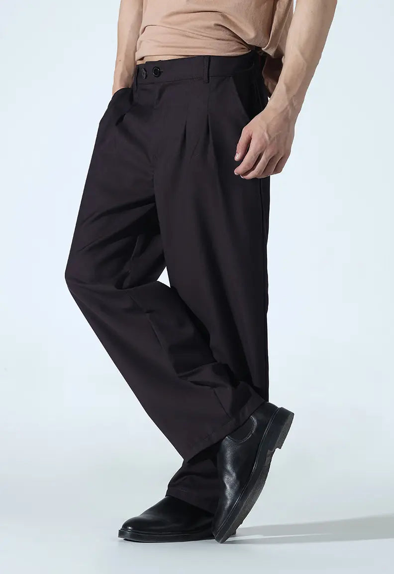 Pleated Pant - Charcoal Brown