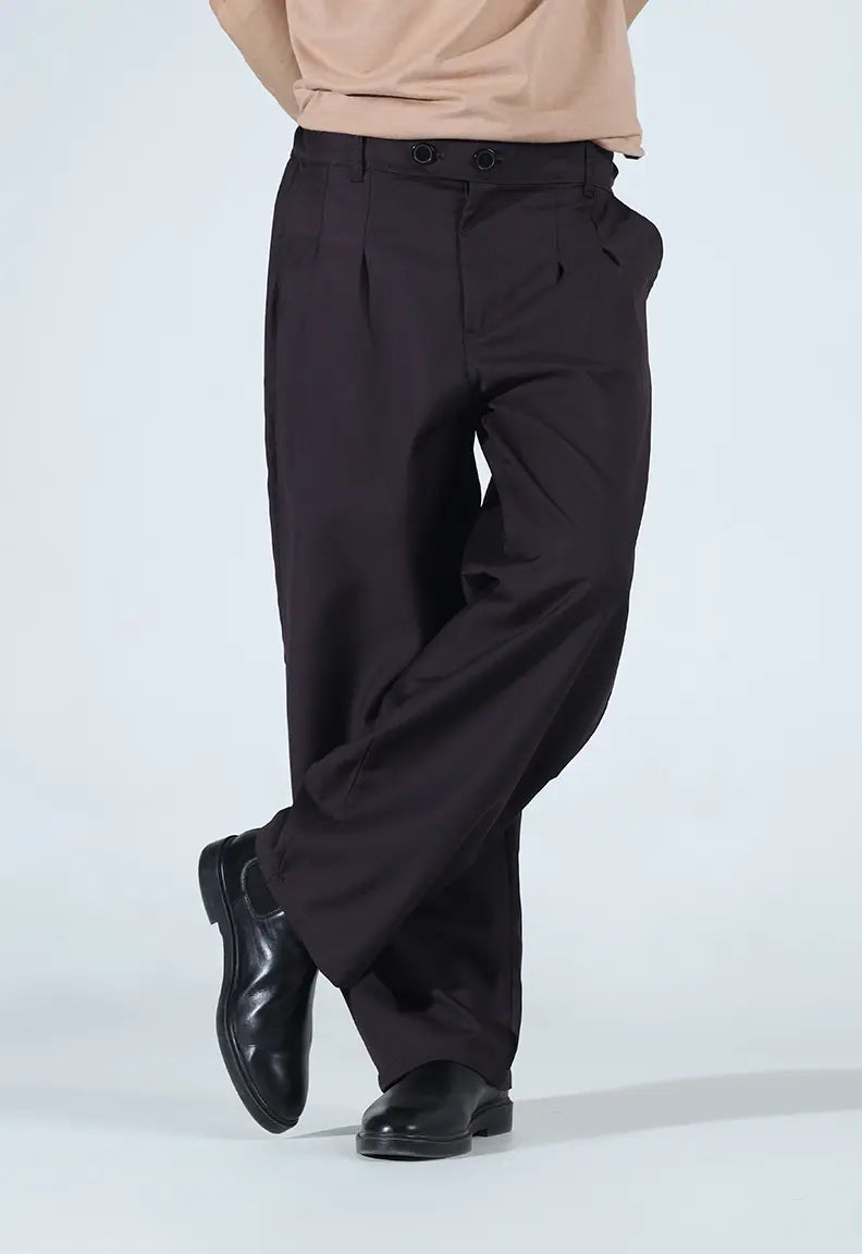Pleated Pant - Charcoal Brown
