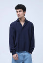 Cropped Check Shirt - Dark Blue