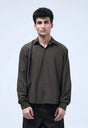 Cropped Check Shirt - Olive green
