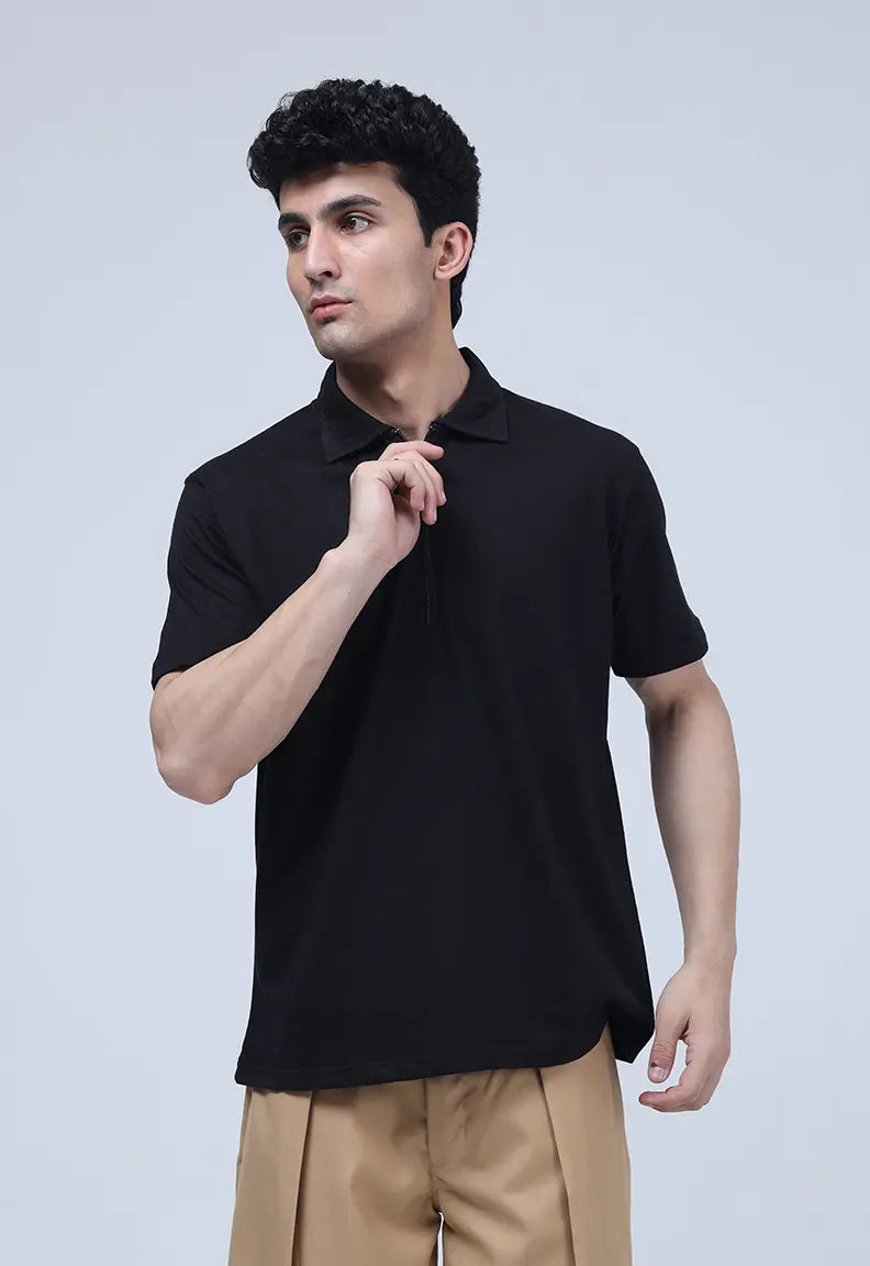 Zip Polo - Black