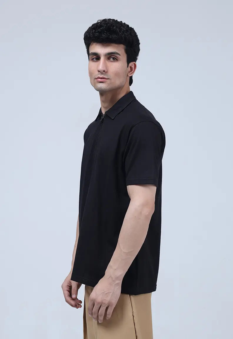 Zip Polo - Black