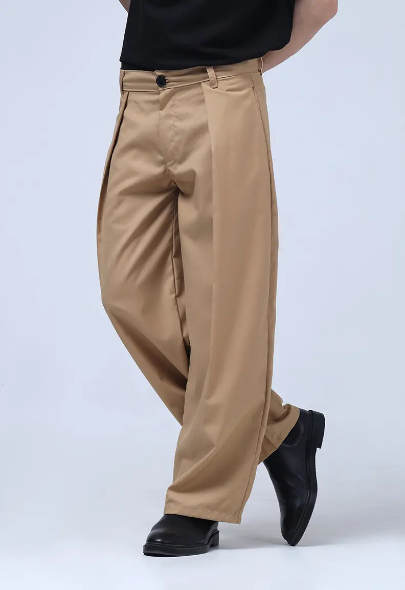 Baggy Pleated Pants - Beige