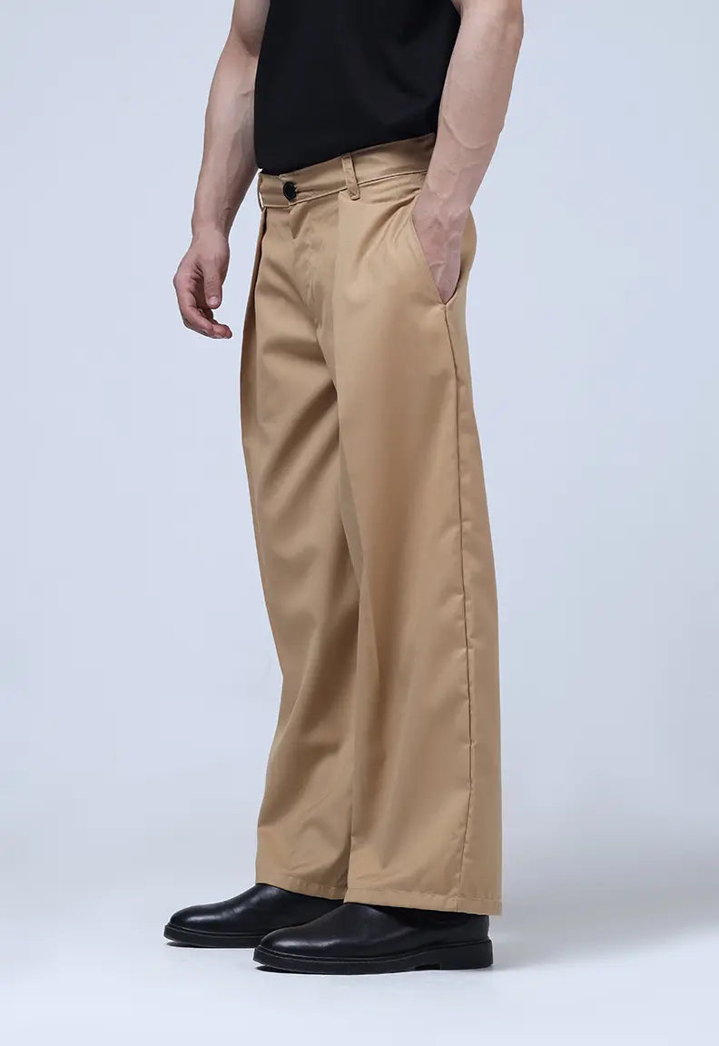 Baggy Pleated Pants - Beige