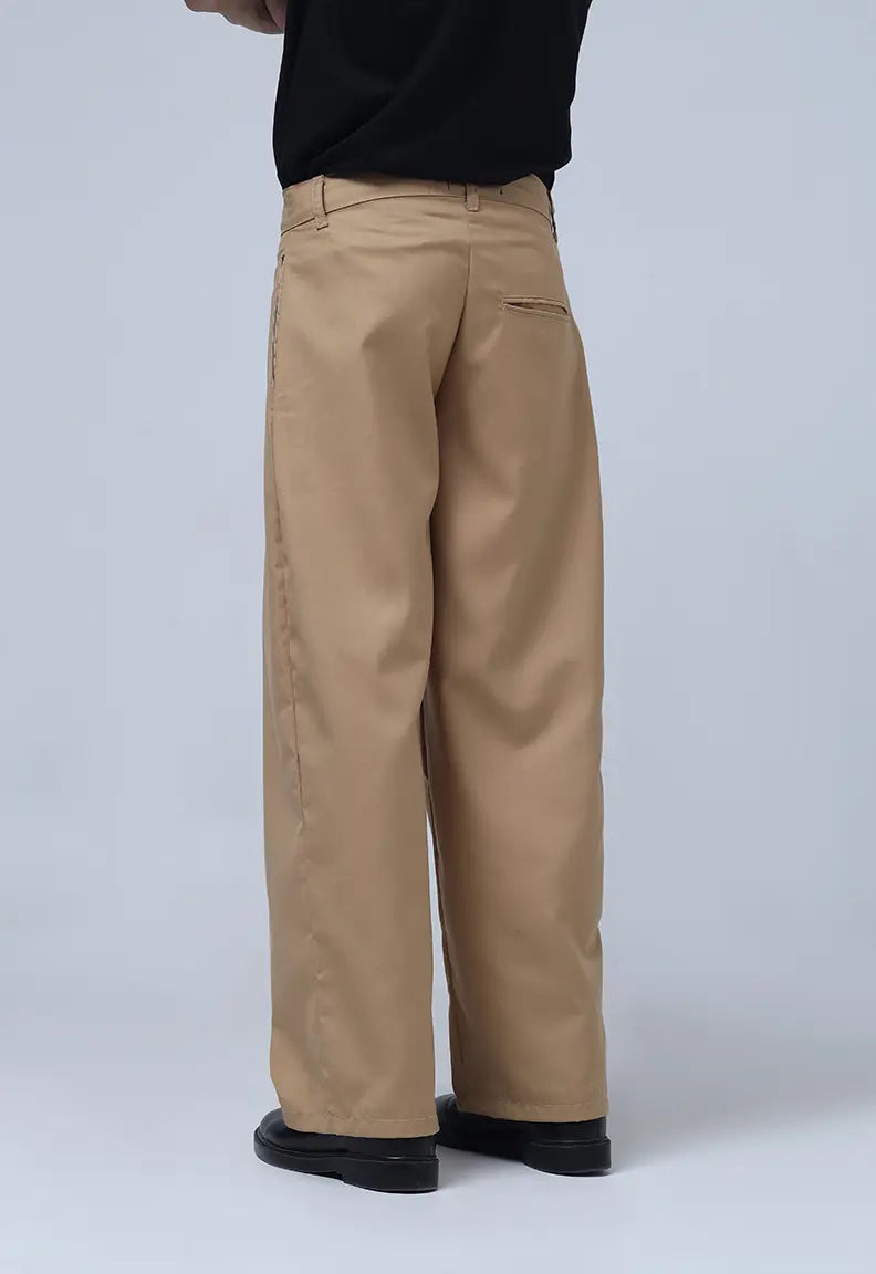 Baggy Pleated Pants - Beige