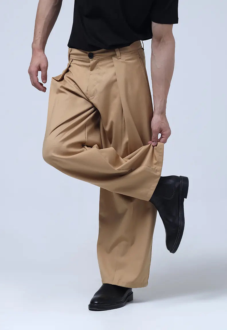 Baggy Pleated Pants - Beige