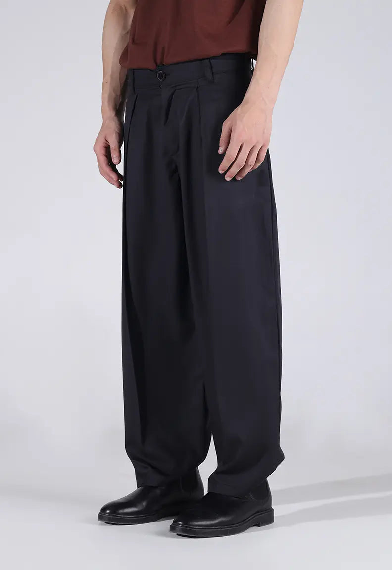 Baggy Pleated Pants - Black