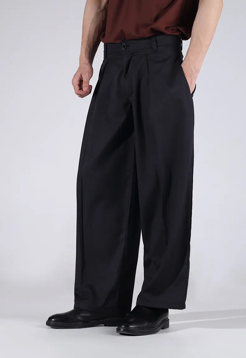 Baggy Pleated Pants - Black