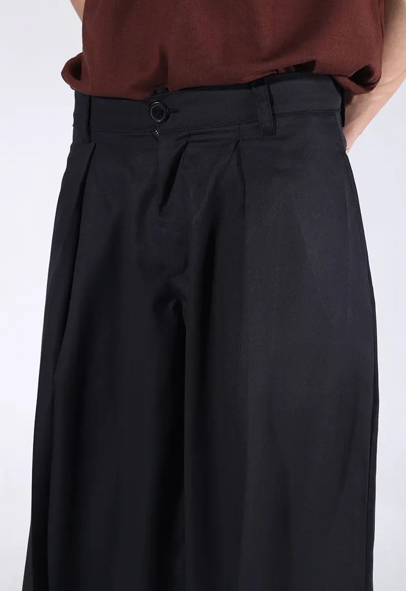 Baggy Pleated Pants - Black