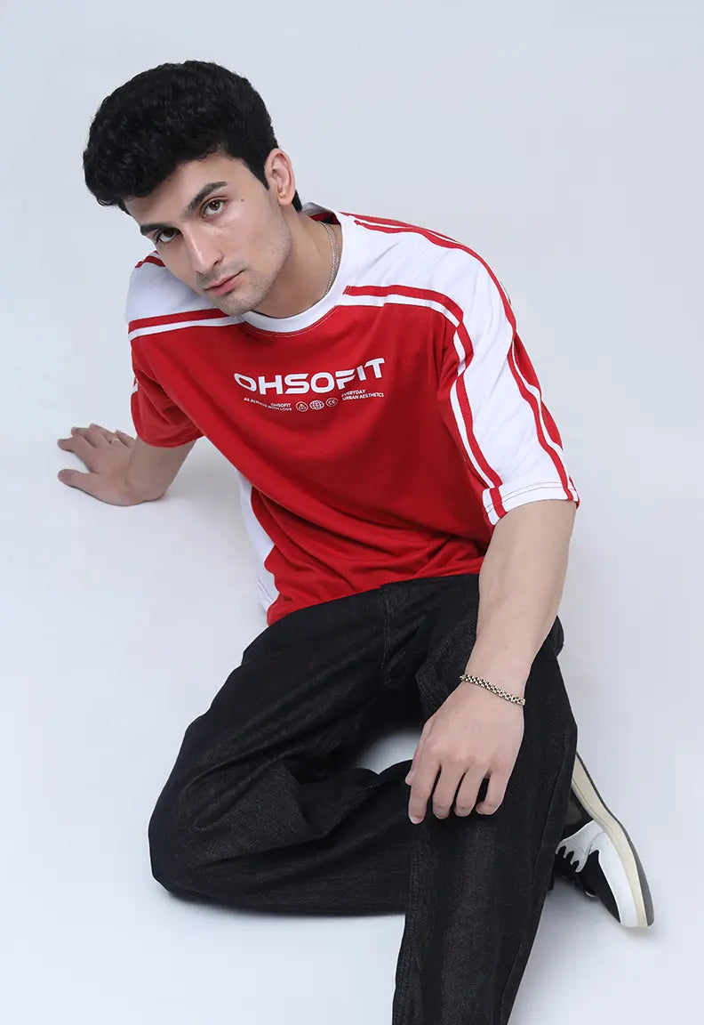 Panelled Tee - Red
