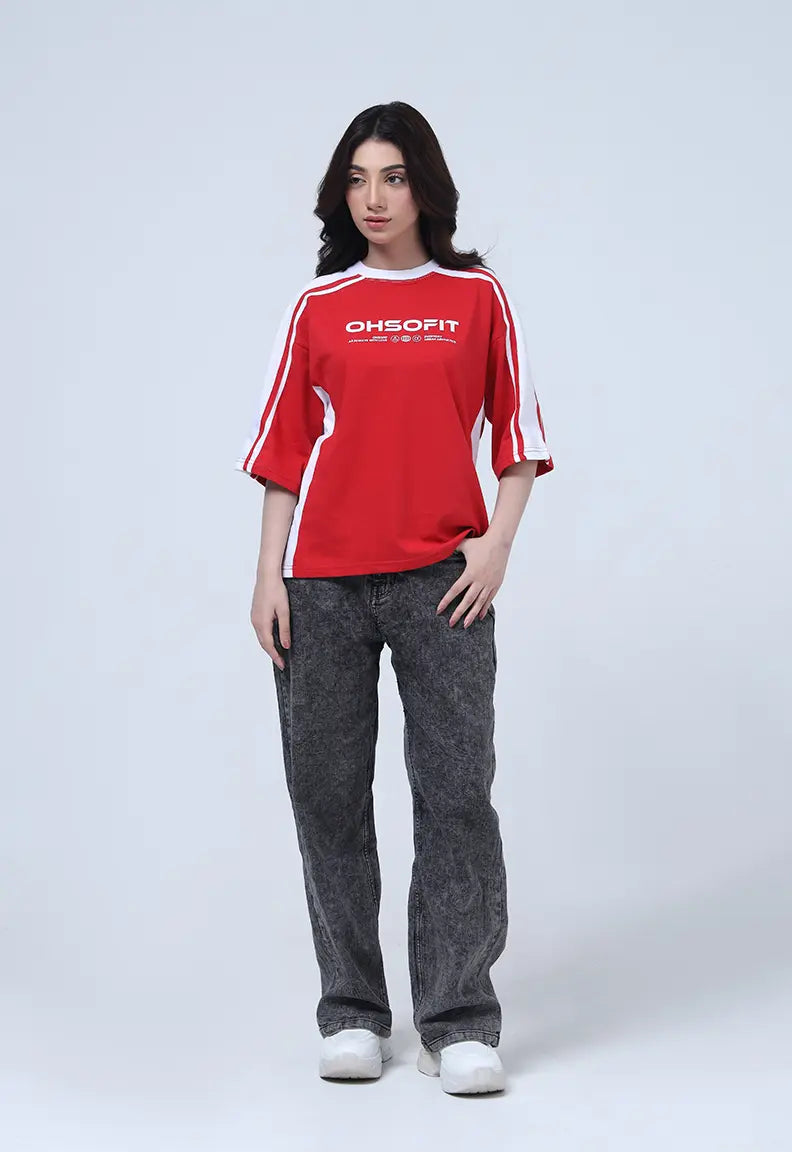 Panelled Tee - Red