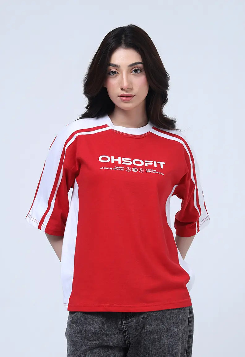 Panelled Tee - Red