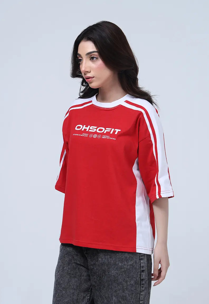 Panelled Tee - Red