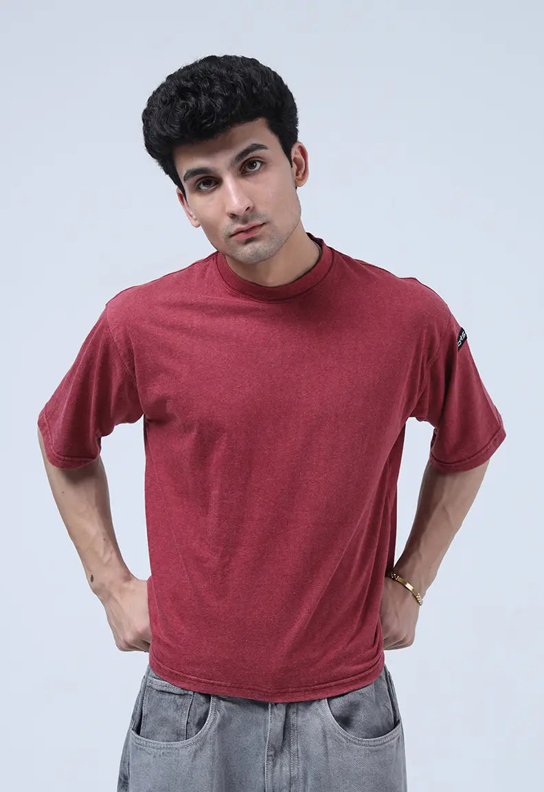 Washed Tee - Maroon