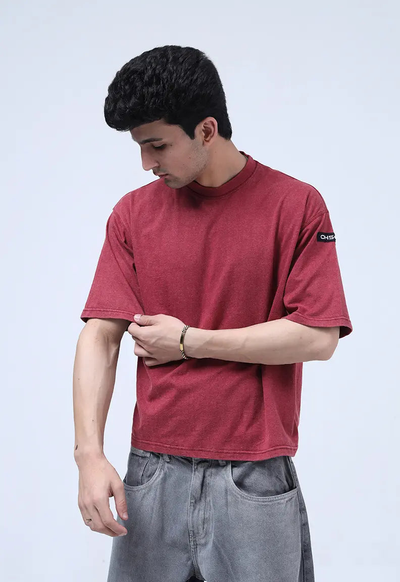 Washed Tee - Maroon