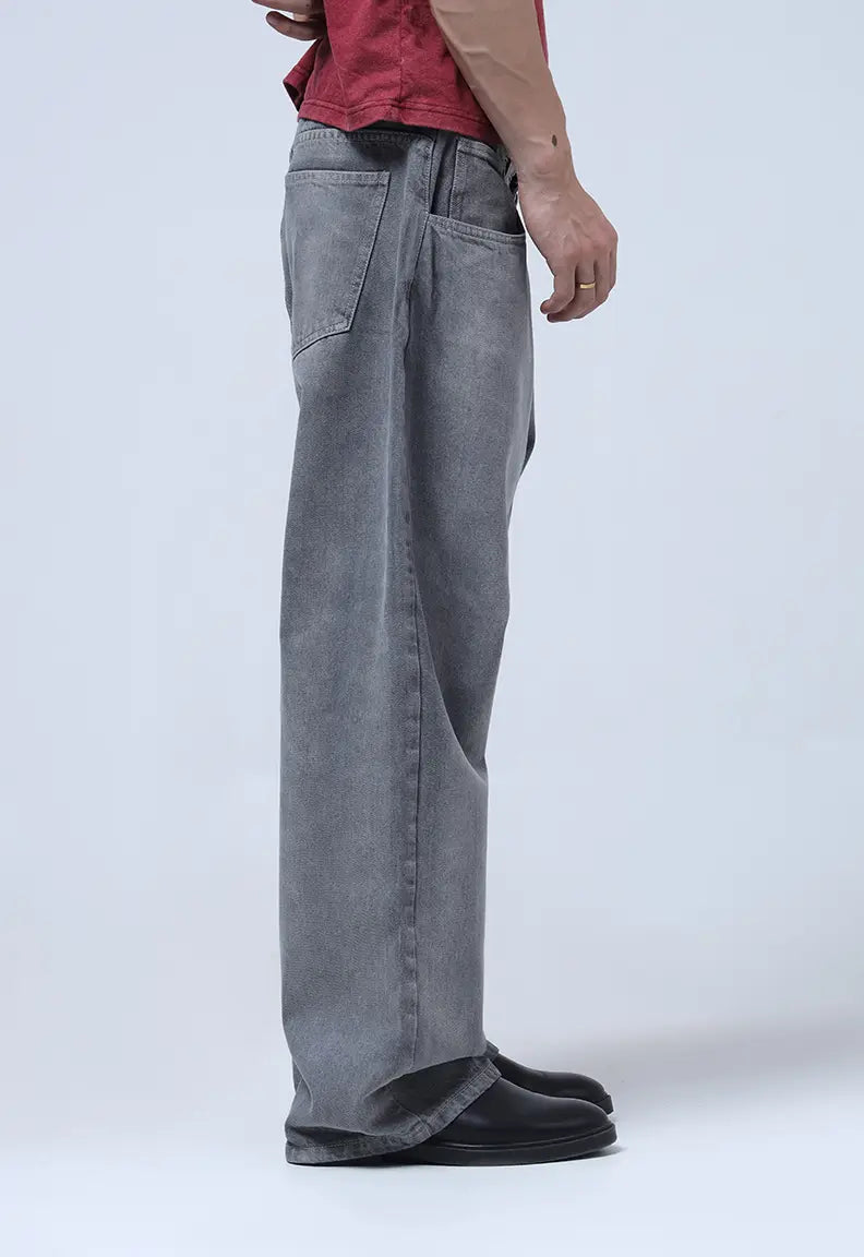 Grey Wide-Leg Denim