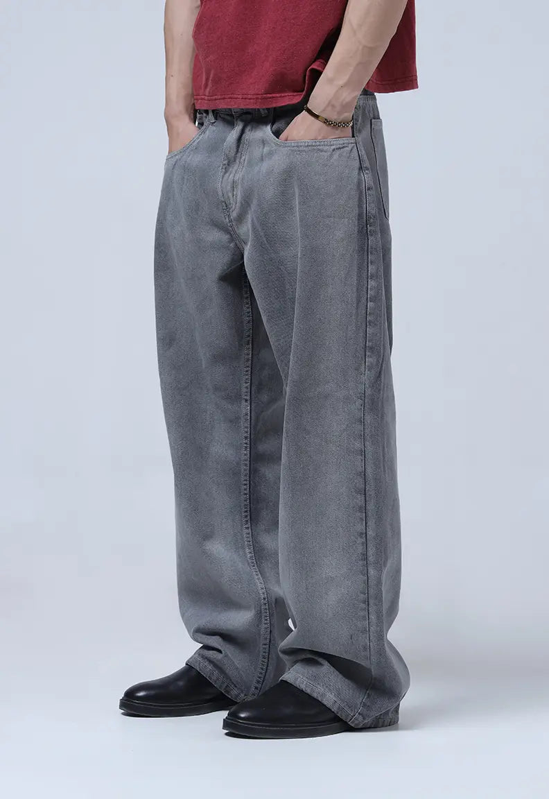 Grey Wide-Leg Denim