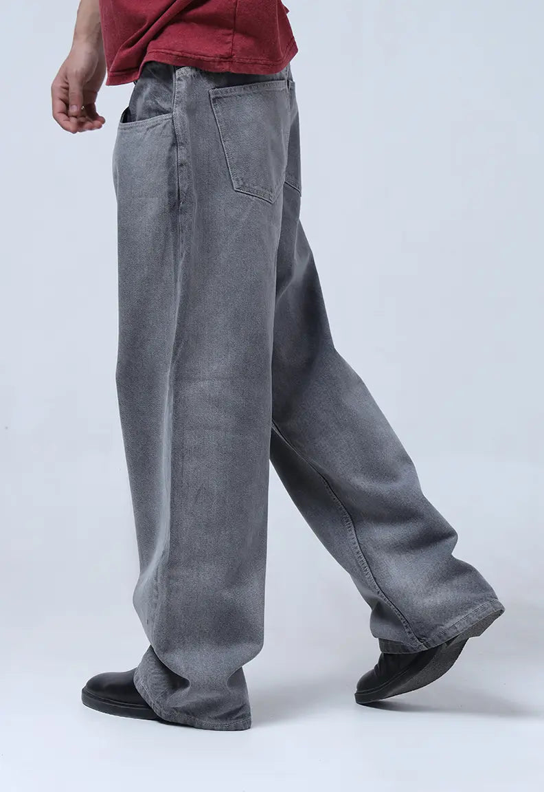 Grey Wide-Leg Denim