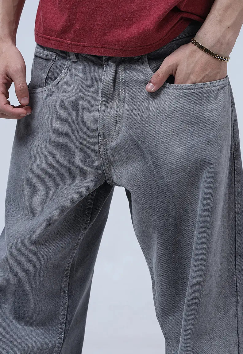 Grey Wide-Leg Denim