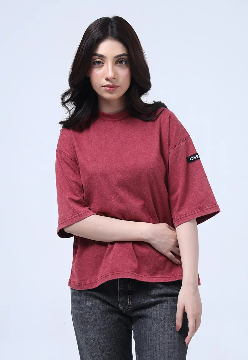 Washed Tee - Maroon