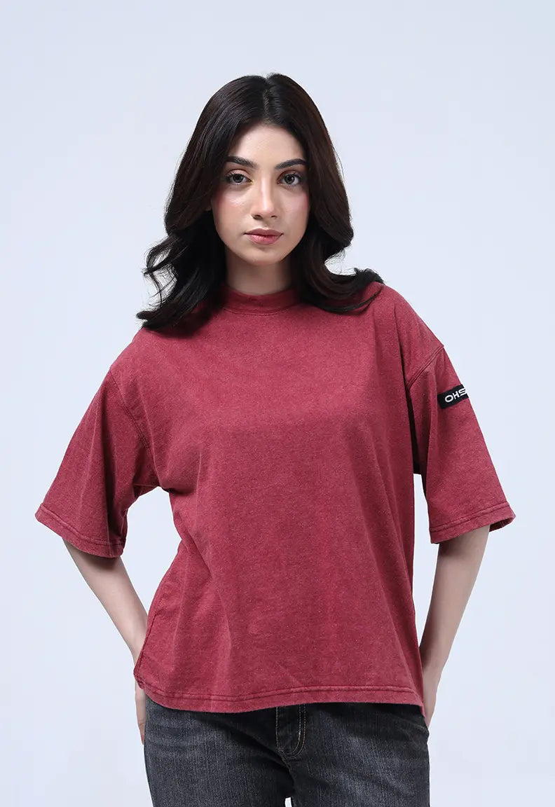 Washed Tee - Maroon