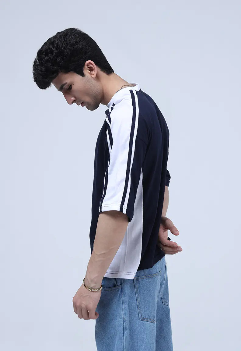 Panelled Tee - Blue