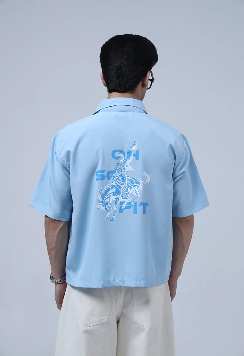 Cuban Collar Shirt - Sky Blue