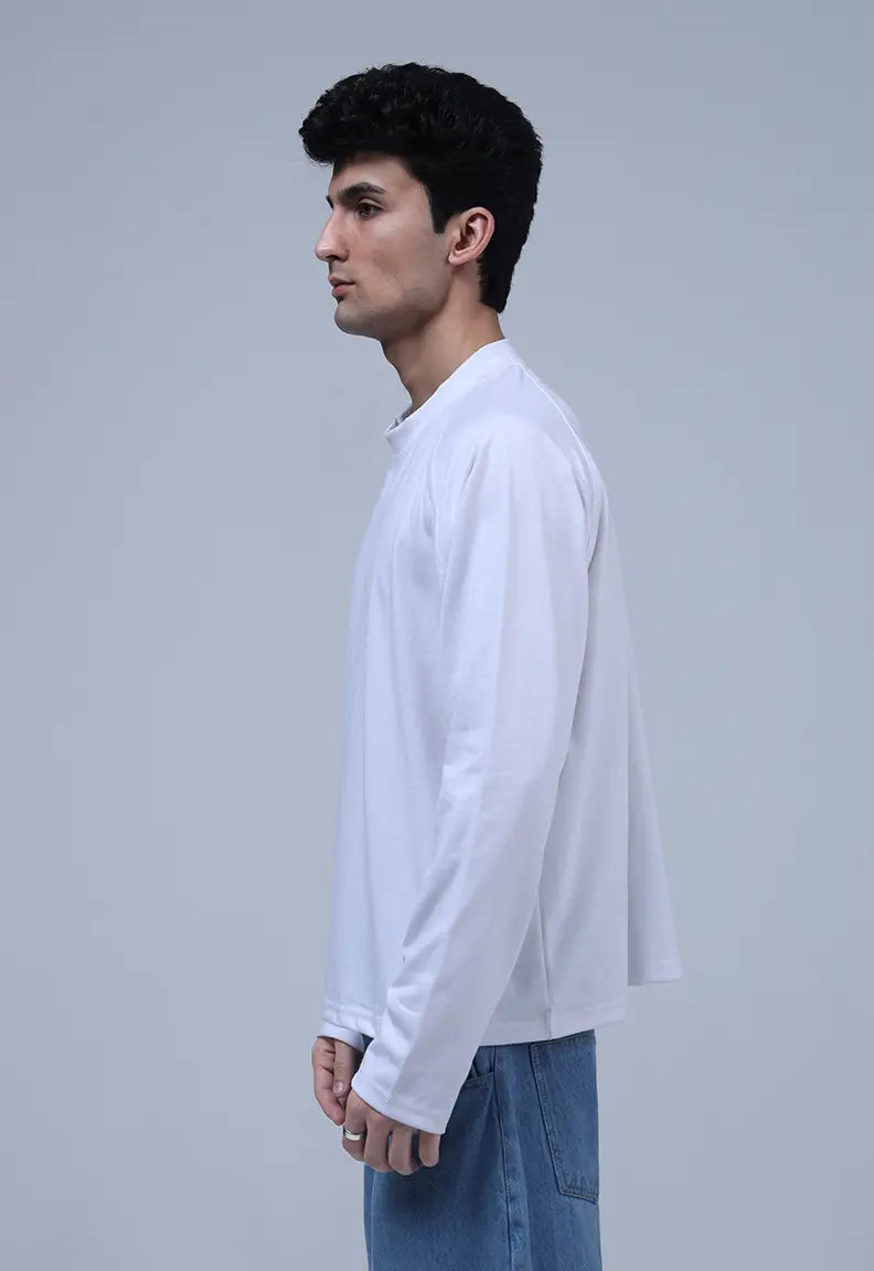 Long Sleeve Cropped Tee- White
