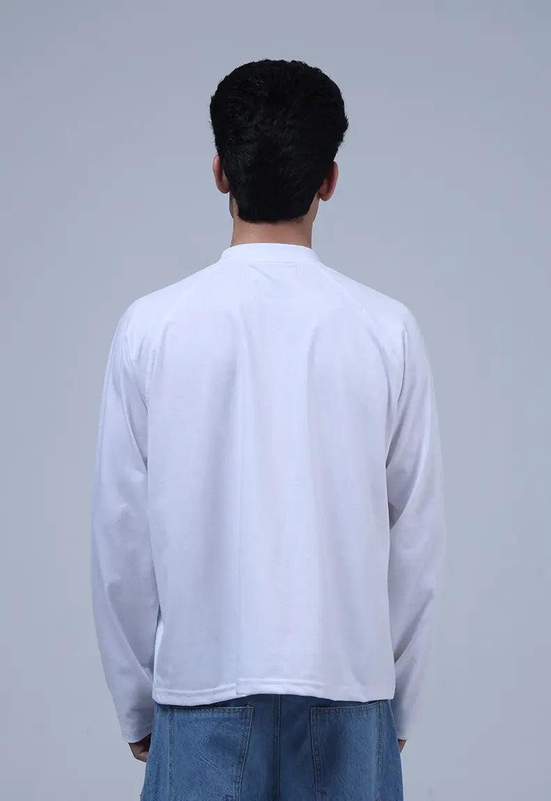 Long Sleeve Cropped Tee- White