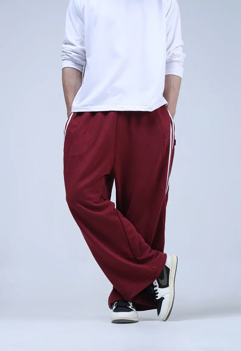 Baggy Trousers - Maroon Stripe