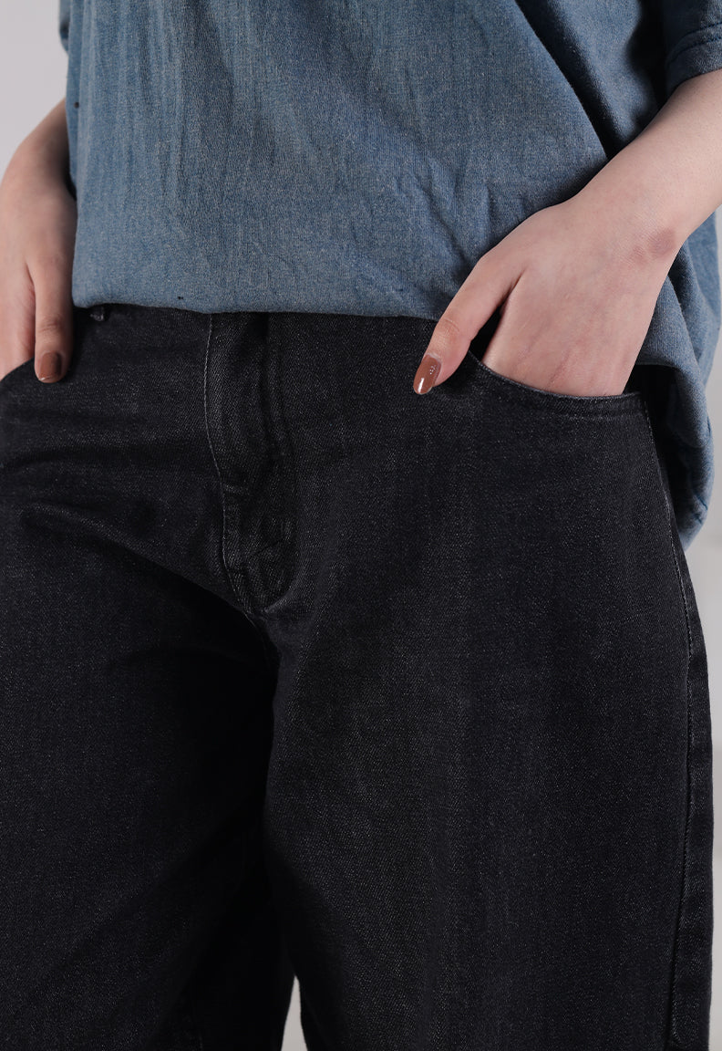 Relaxed Fit Black Jeans
